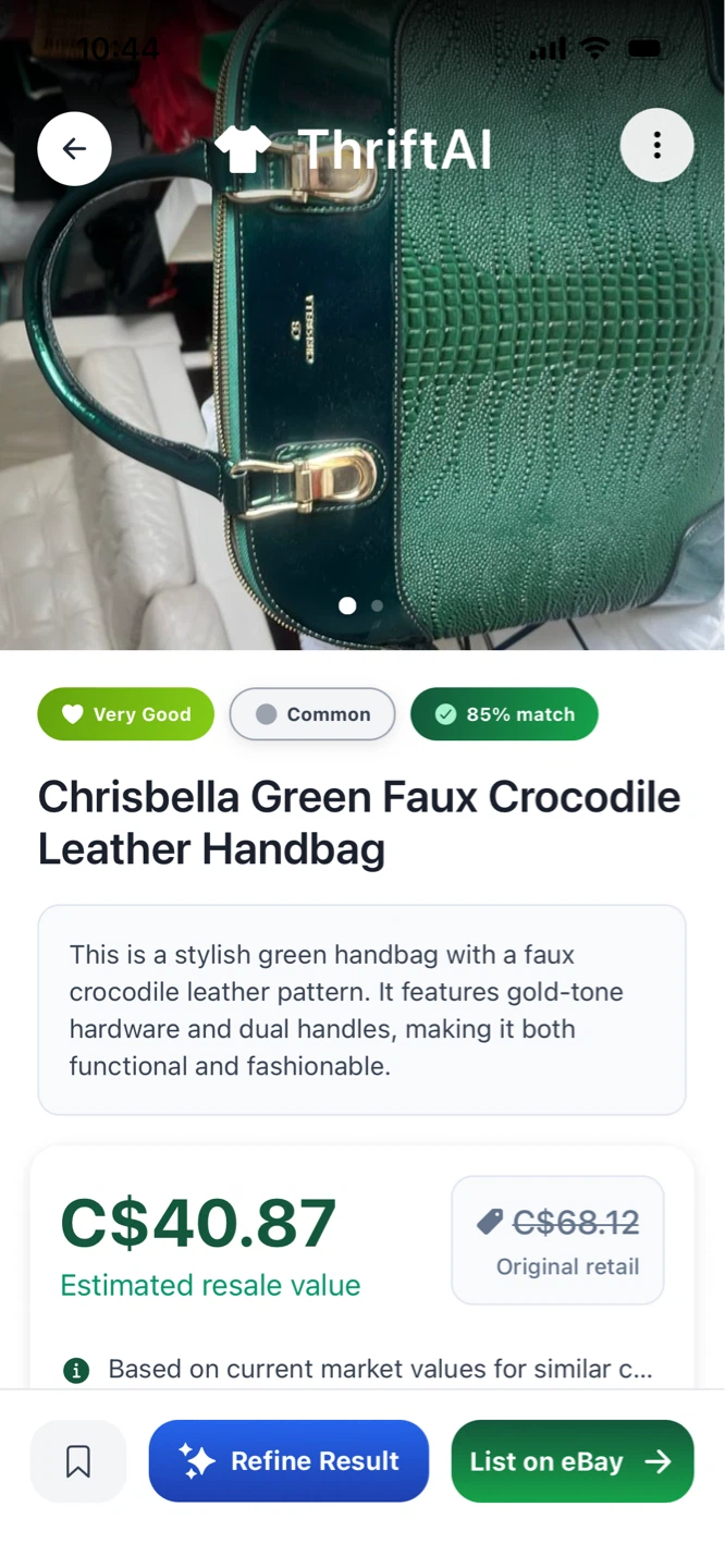 Chrisbella Green Faux Crocodile Leather Handbag