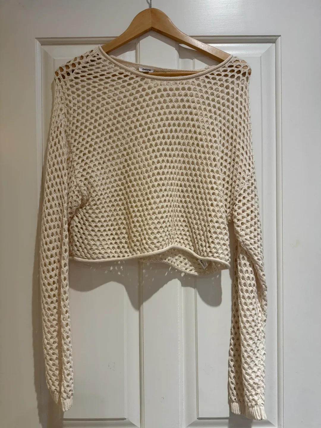 Garage Cream Cropped Crochet Sweater - Medium