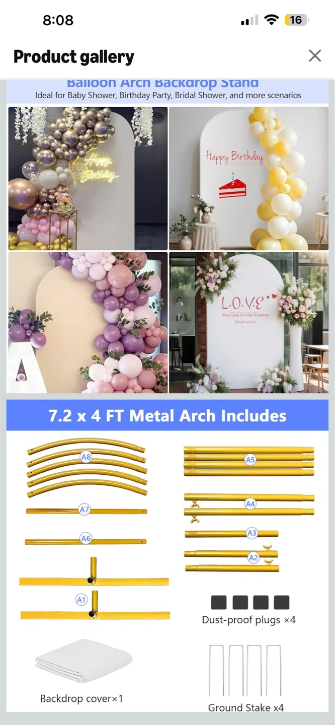 7.2 x 4 FT Metal Arch Backdrop Stand with Cover - photo 4