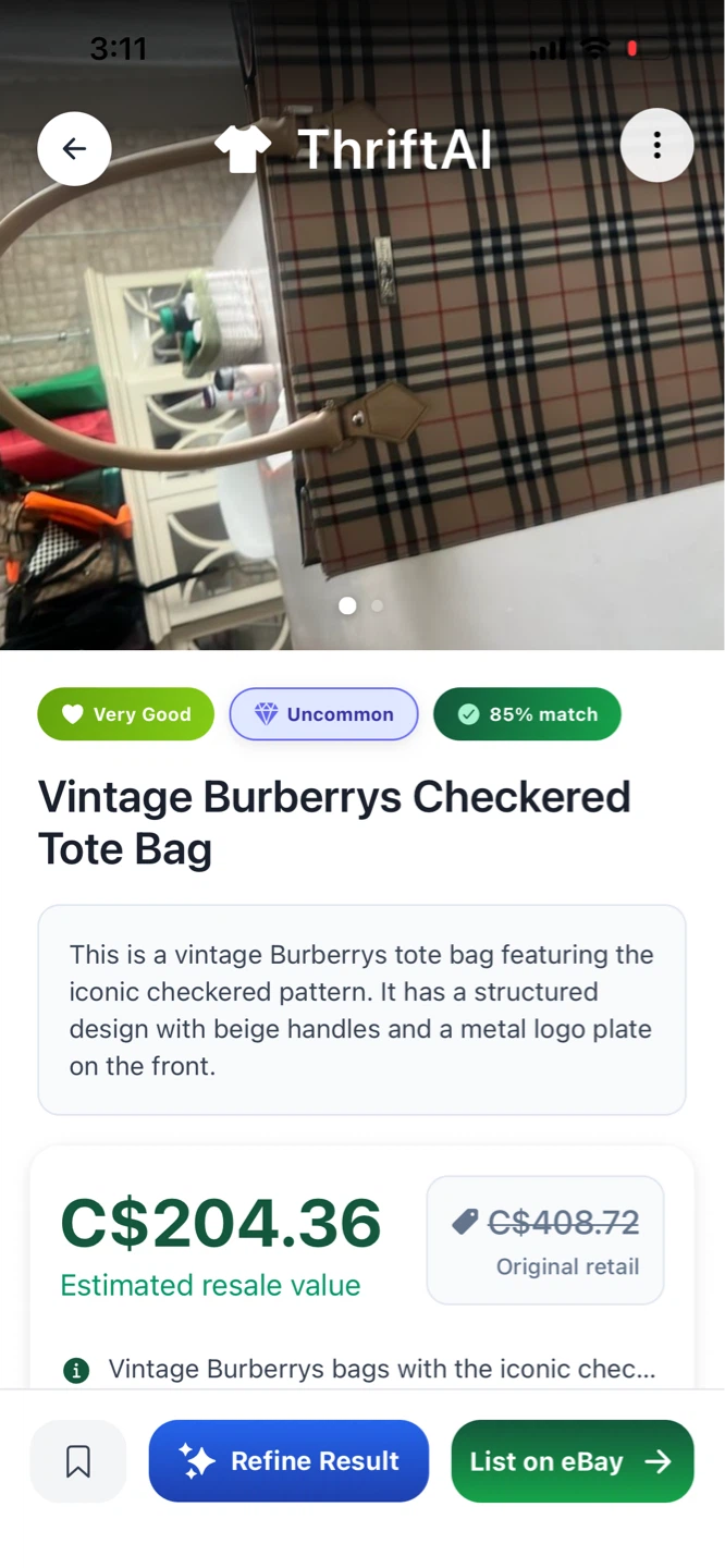 Burberrys Vintage Checkered Tote Bag