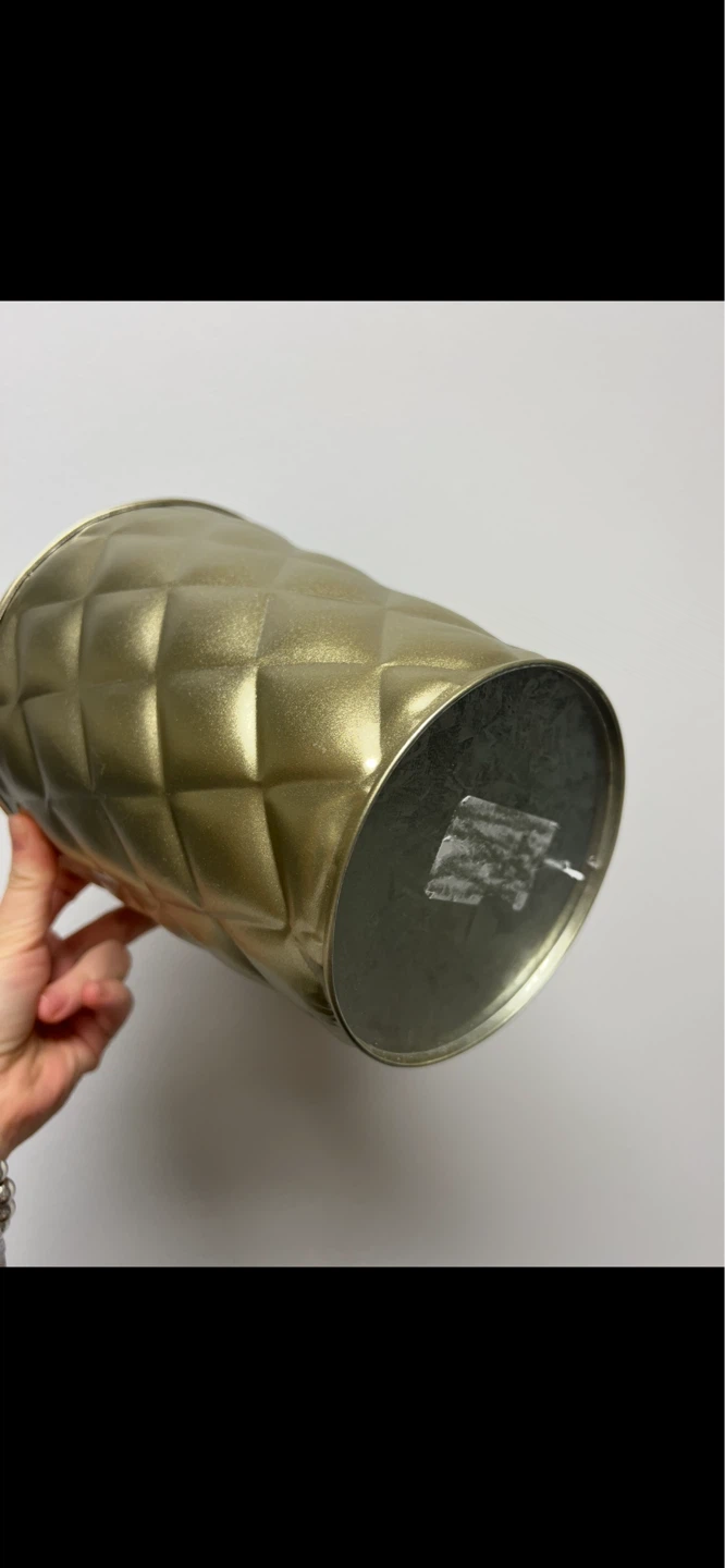 Gold Diamond Pattern Metal Planter Pot - photo 2