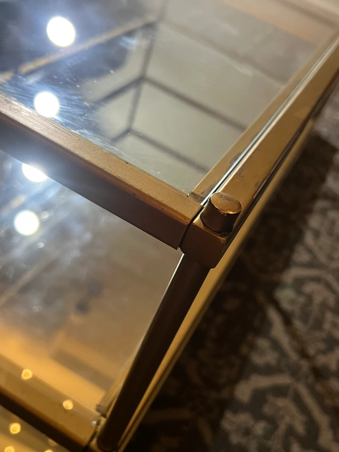 Gold Metal/Glass 3-Tier Coffee Table with Mirror Base - photo 3