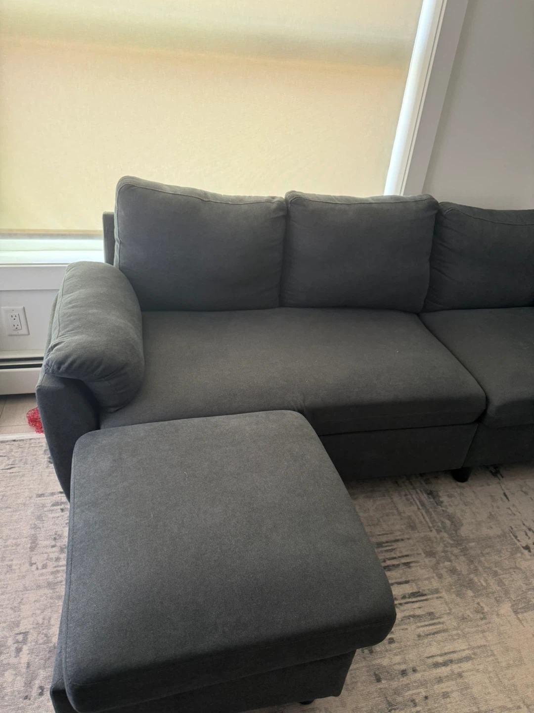 Dark Grey Sectional Sofa with Ottoman