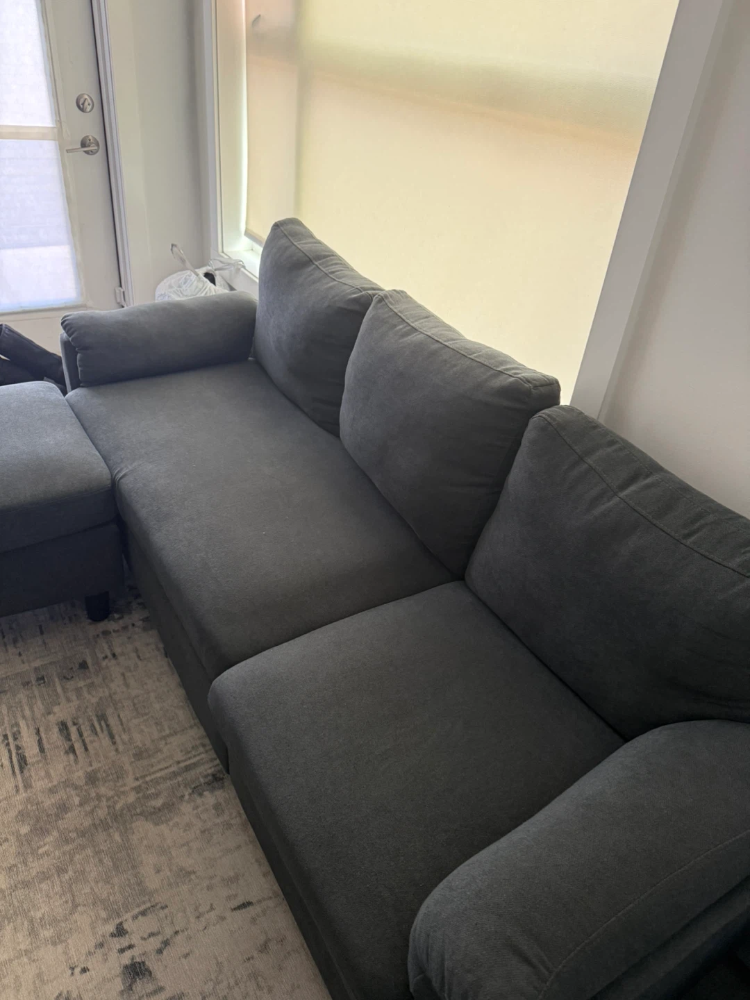 Dark Grey Sectional Sofa with Ottoman - photo 2