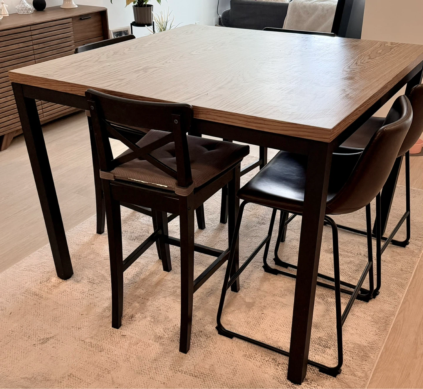 Square Counter Height Dining Table with 3 Chairs - photo 2