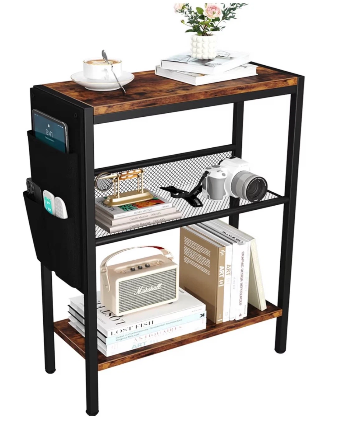 Multi-Tier Storage Bedside Table with Side Pockets - photo 4