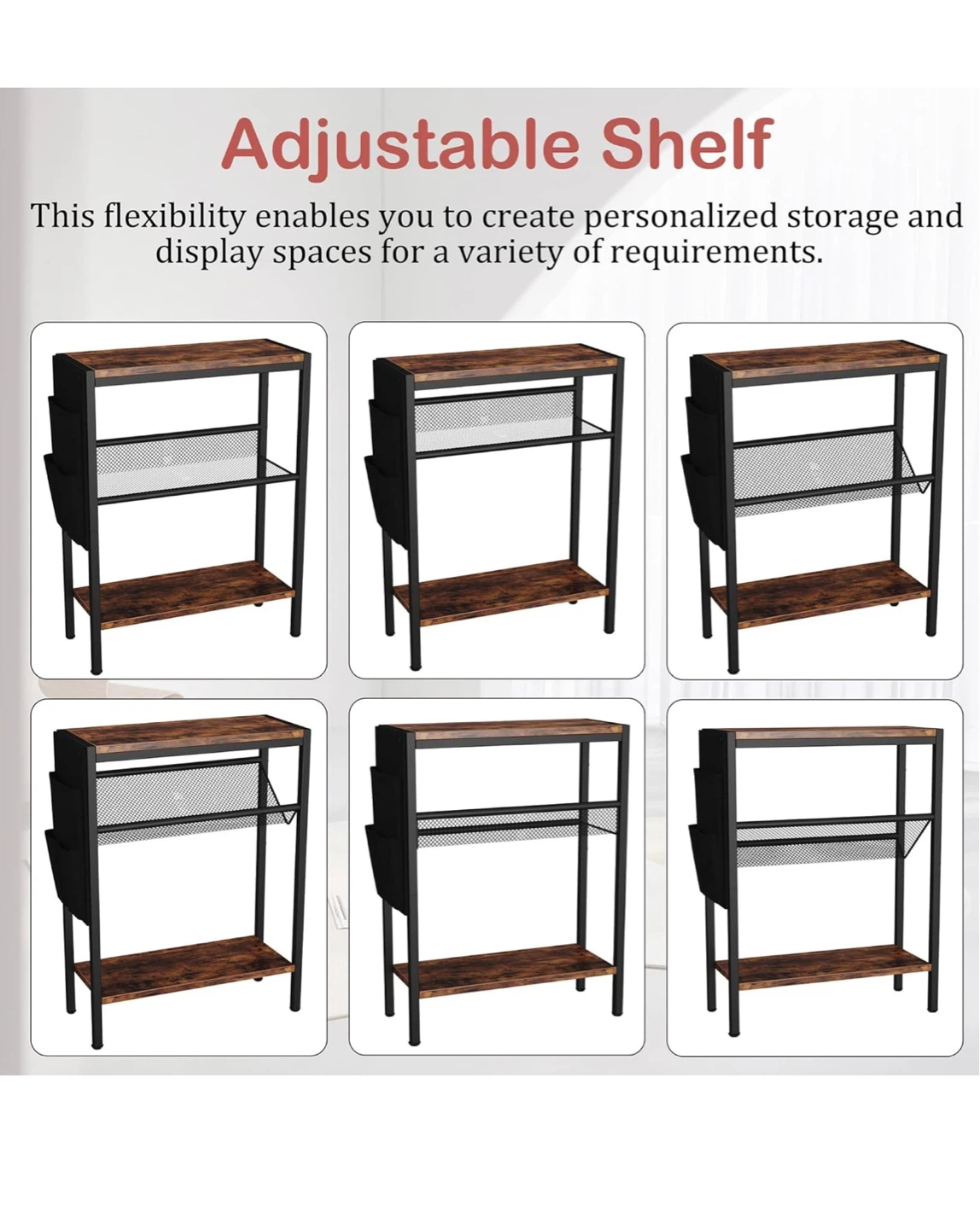 Multi-Tier Storage Bedside Table with Side Pockets - photo 5