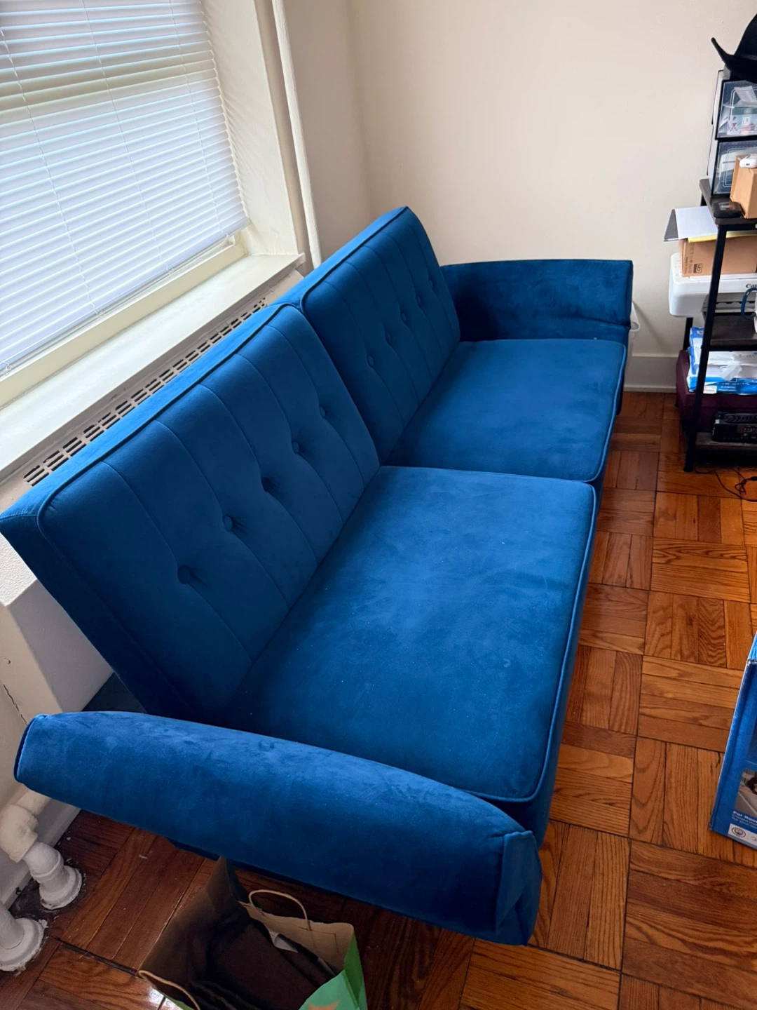 Blue Velvet Futon Sofa - photo 2