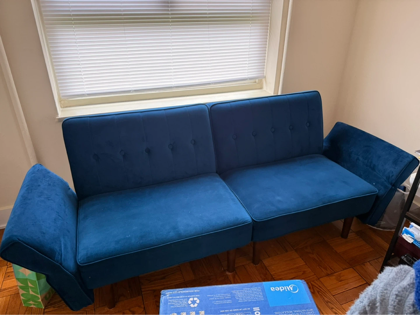 Blue Velvet Futon Sofa