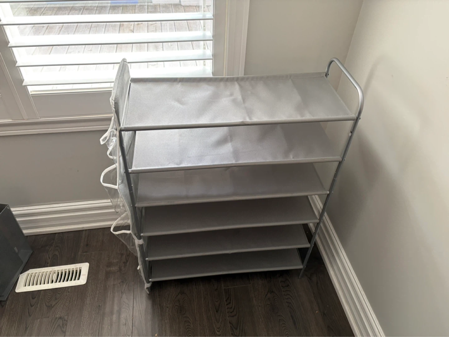Grey 5-Tier Shoe Rack with Side Organizers