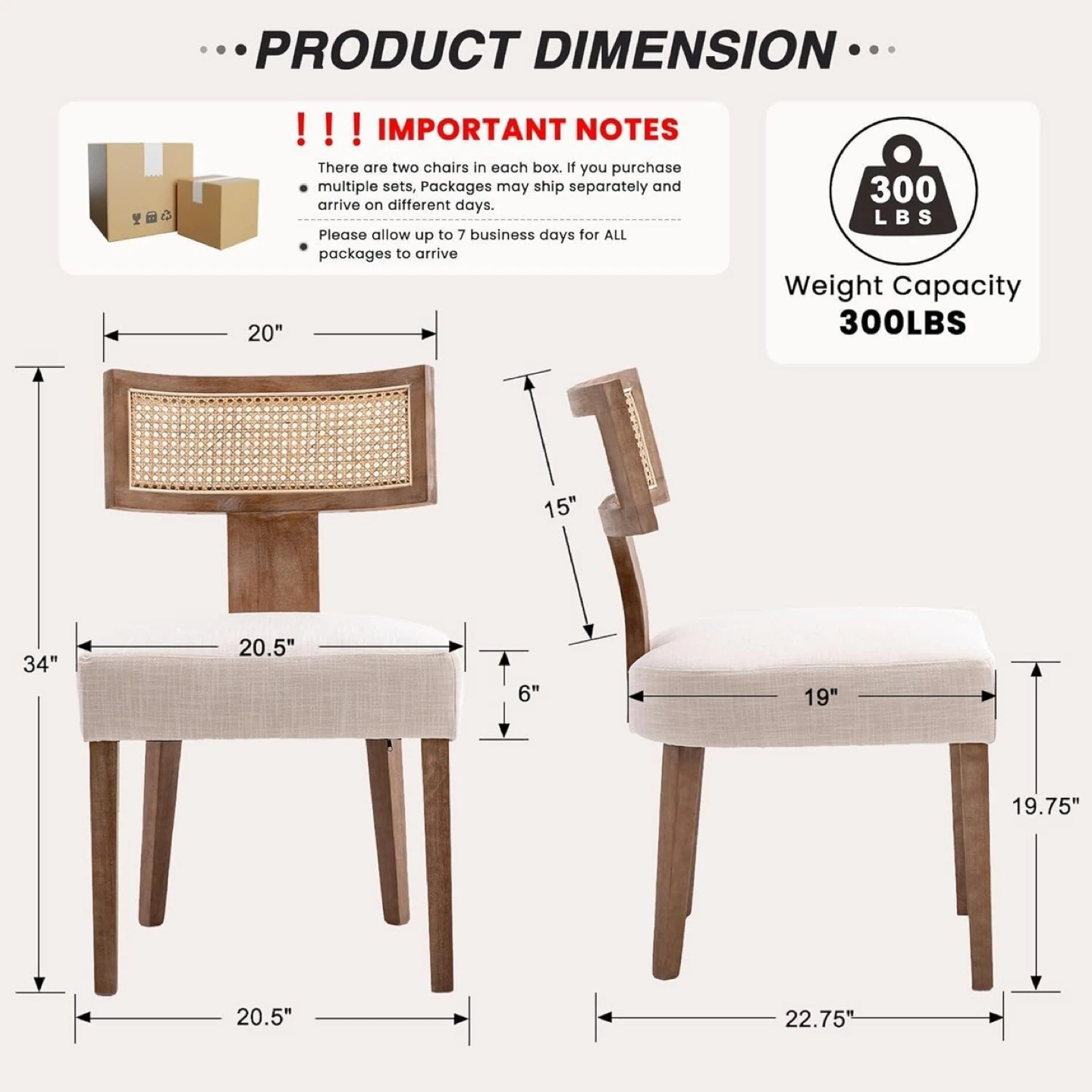 Modern rattan dining chairs set of 2 - photo 2