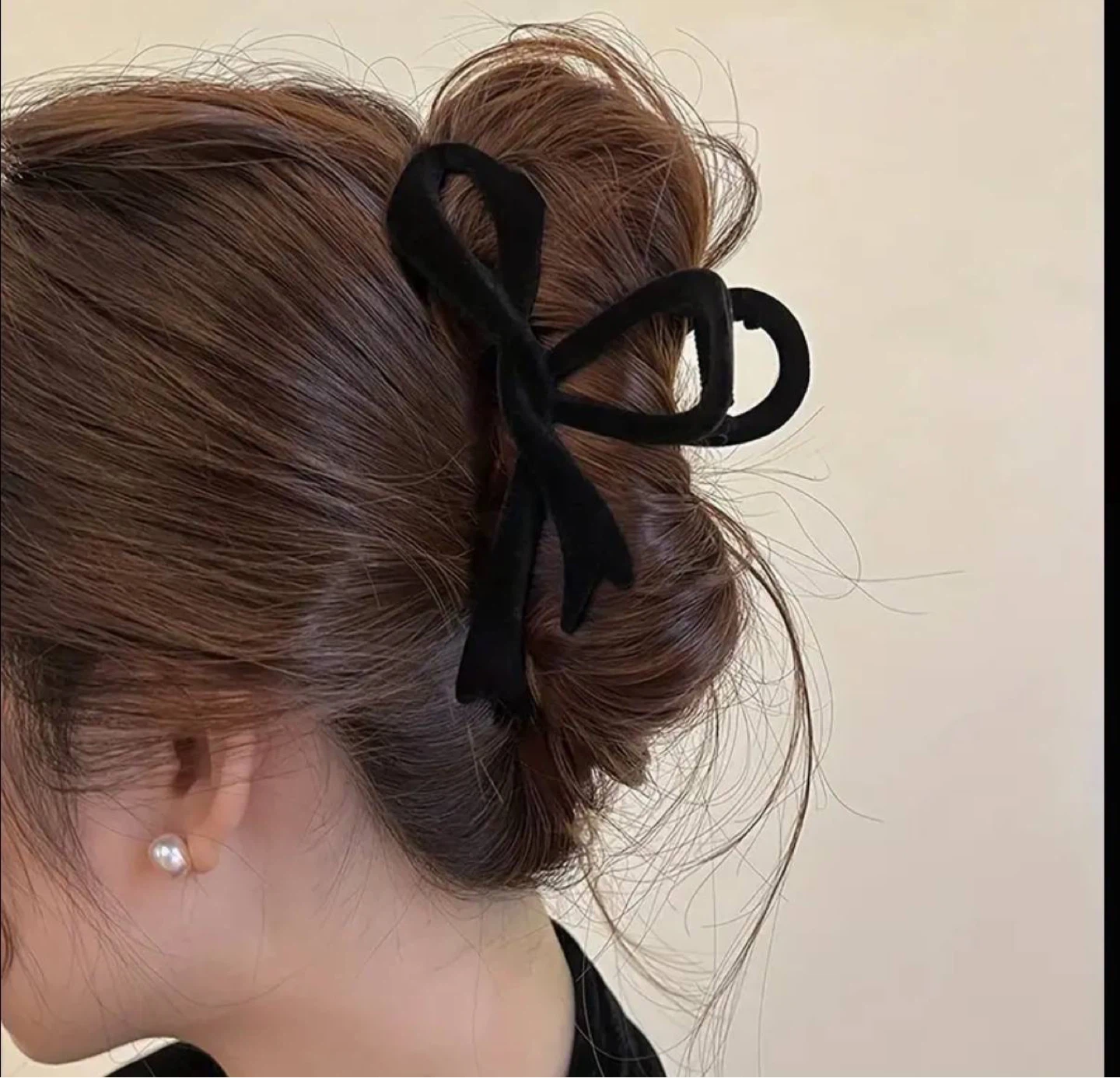 Black Velvet Bow Hair Claw Clip