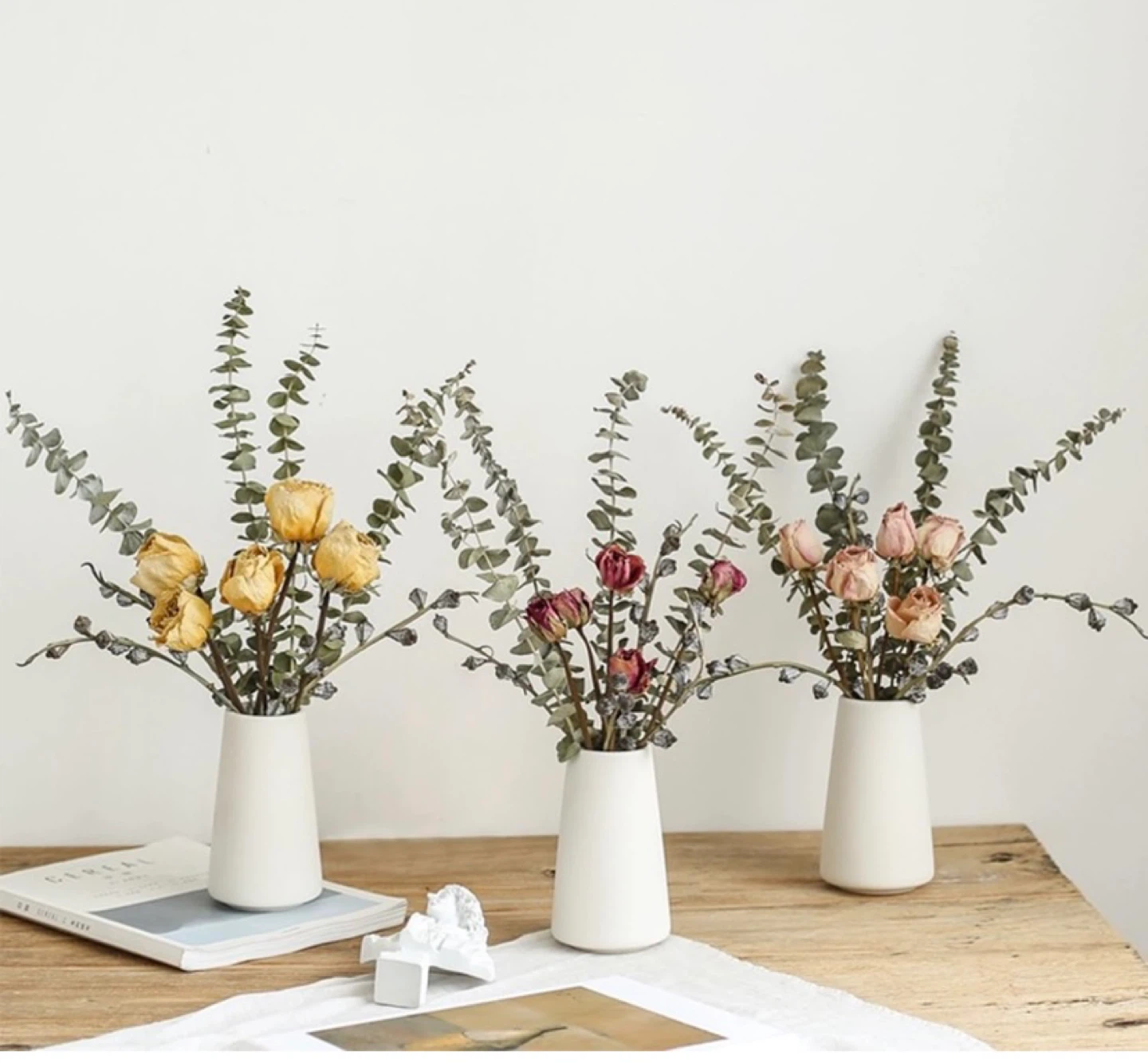 New Modern White Small 5.9” Ceramic Vase Set of 6 - photo 5