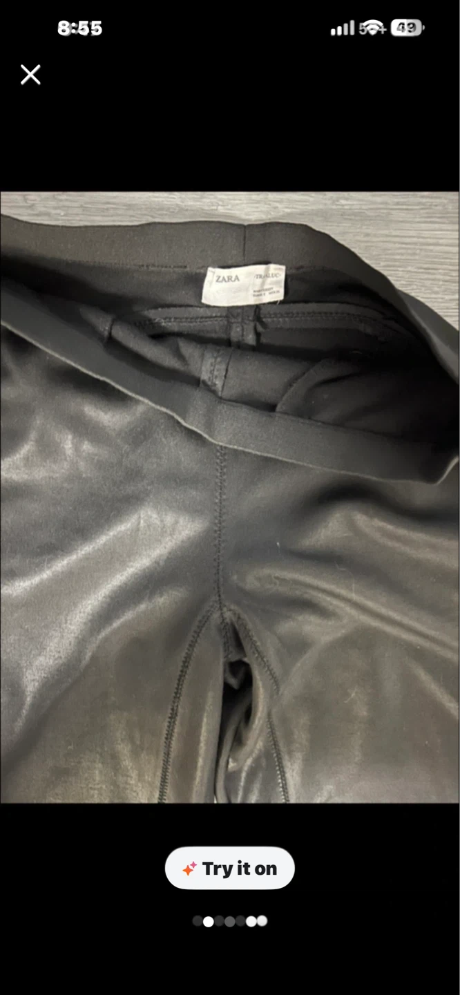 ZARA Black Faux Leather Joggers Size M - photo 3