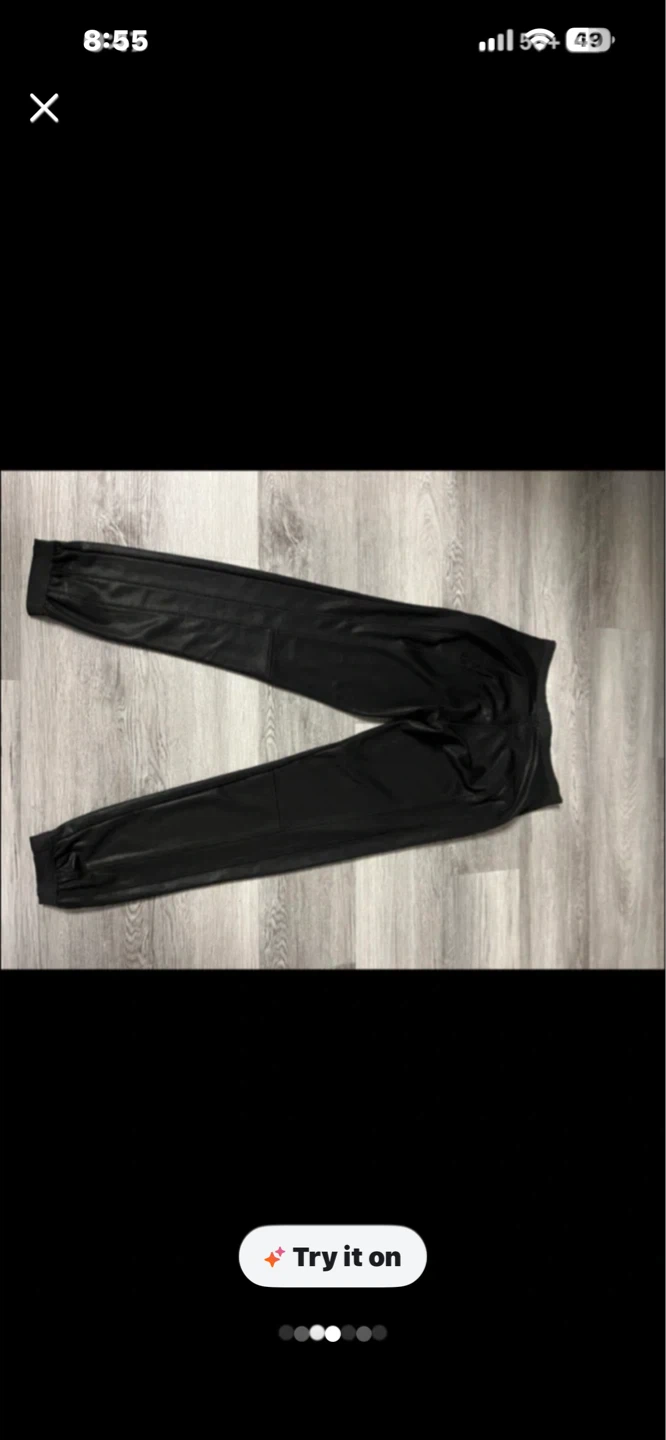 ZARA Black Faux Leather Joggers Size M