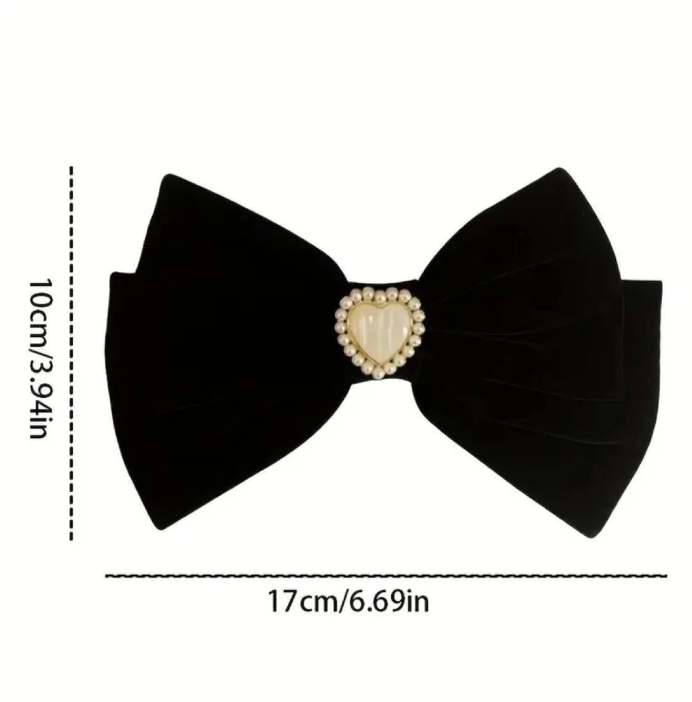 Black velvet bow with a pearl heart - photo 3