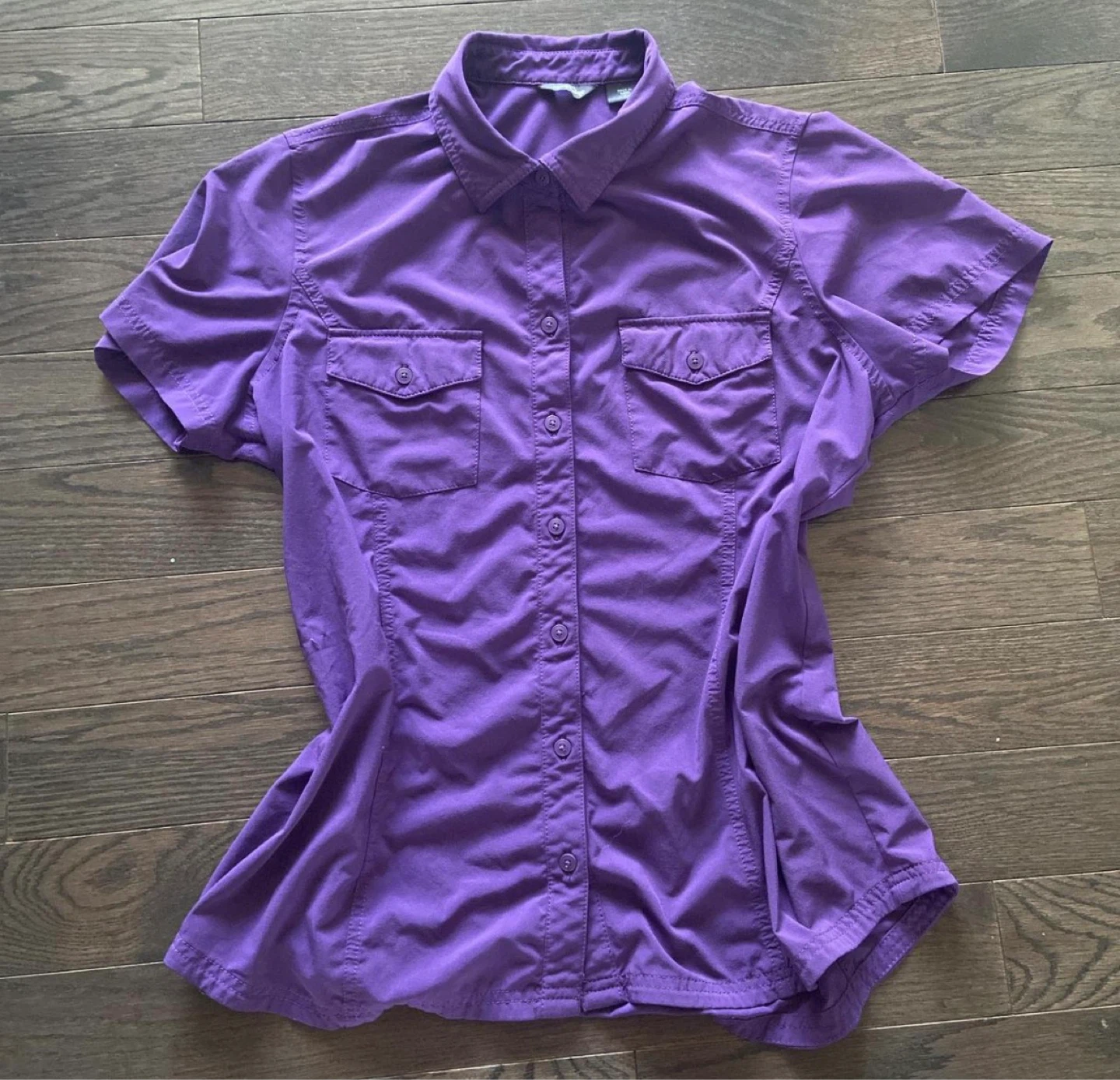Eddie Bauer Purple Short Sleeve Button-Up Shirt - Size L