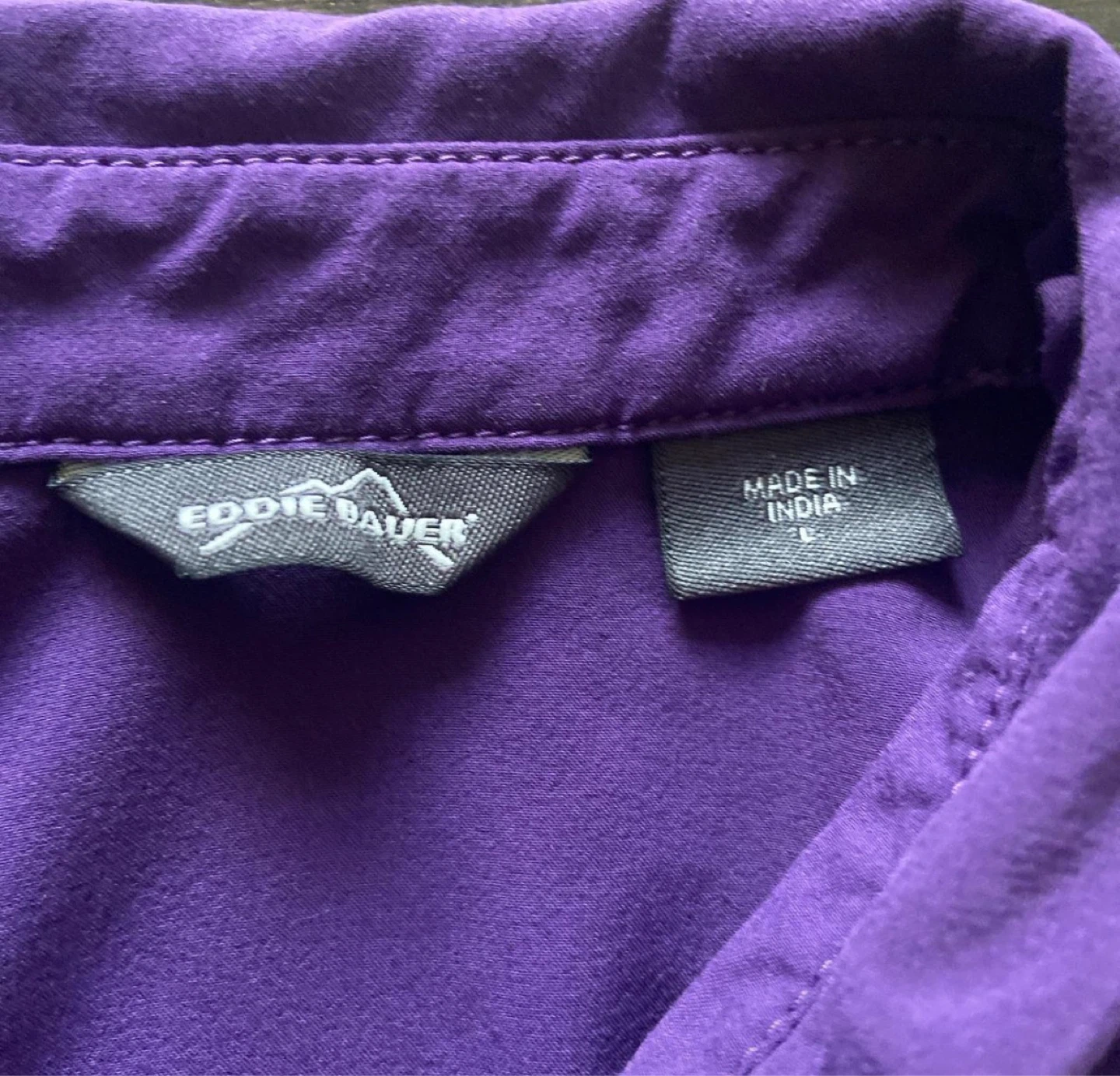 Eddie Bauer Purple Short Sleeve Button-Up Shirt - Size L - photo 4