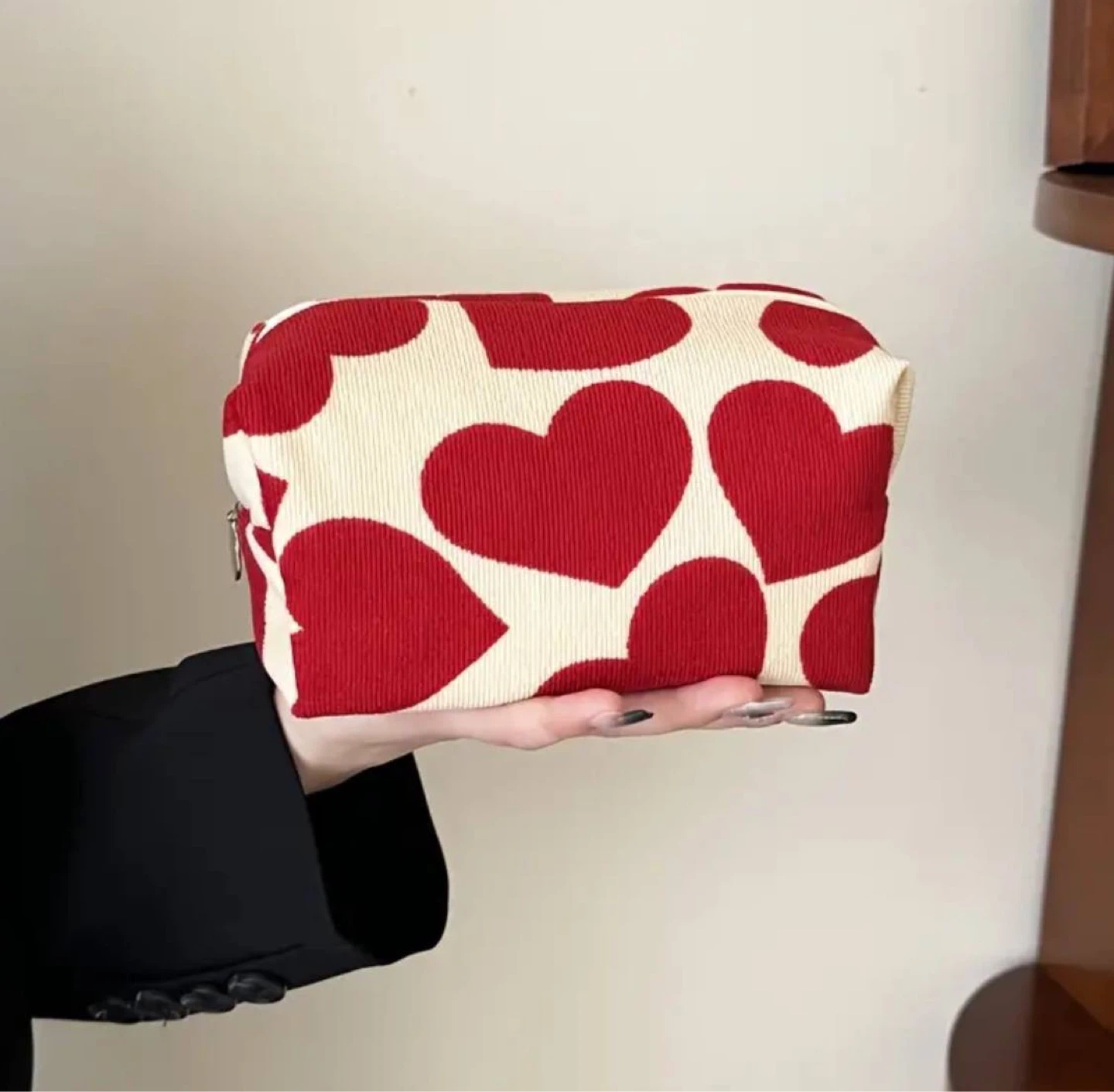 Cute Red Heart Makeup Bag