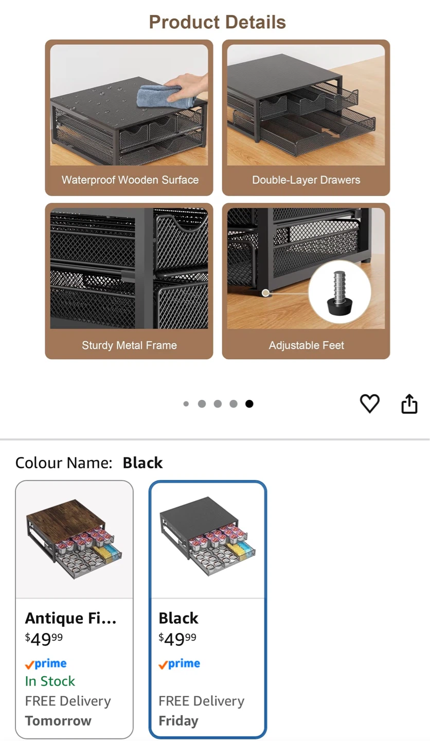 2-Tier Coffee Pod Holder with Drawer - photo 3