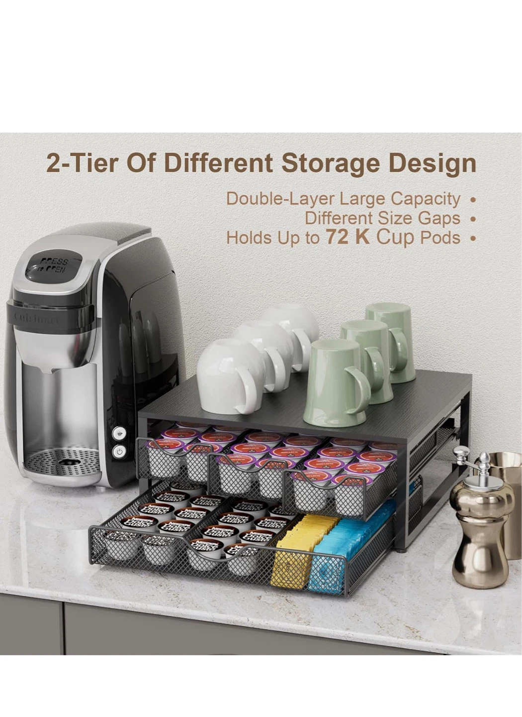 2-Tier Coffee Pod Holder with Drawer - photo 4