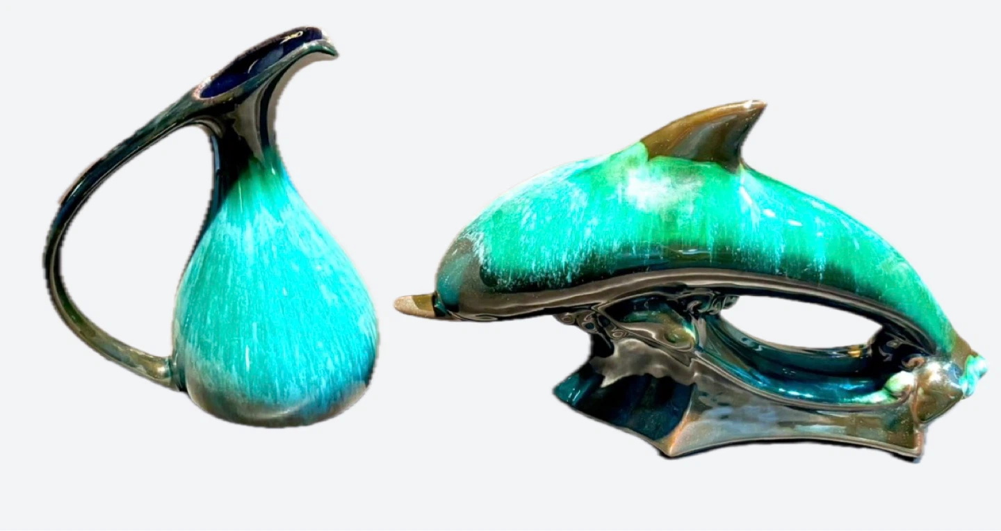 Blue Mountain Pottery Dolphin Figurine & Pitcher Set - photo 2