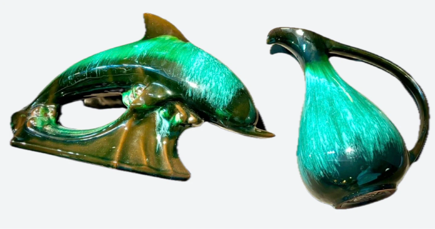 Blue Mountain Pottery Dolphin Figurine & Pitcher Set - photo 3