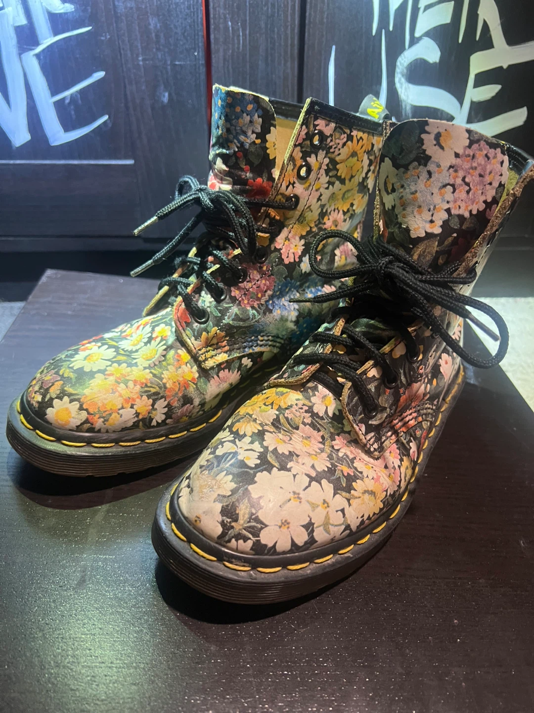 Dr. Martens Vintage Flower Combat Boots - Women’s Size 8