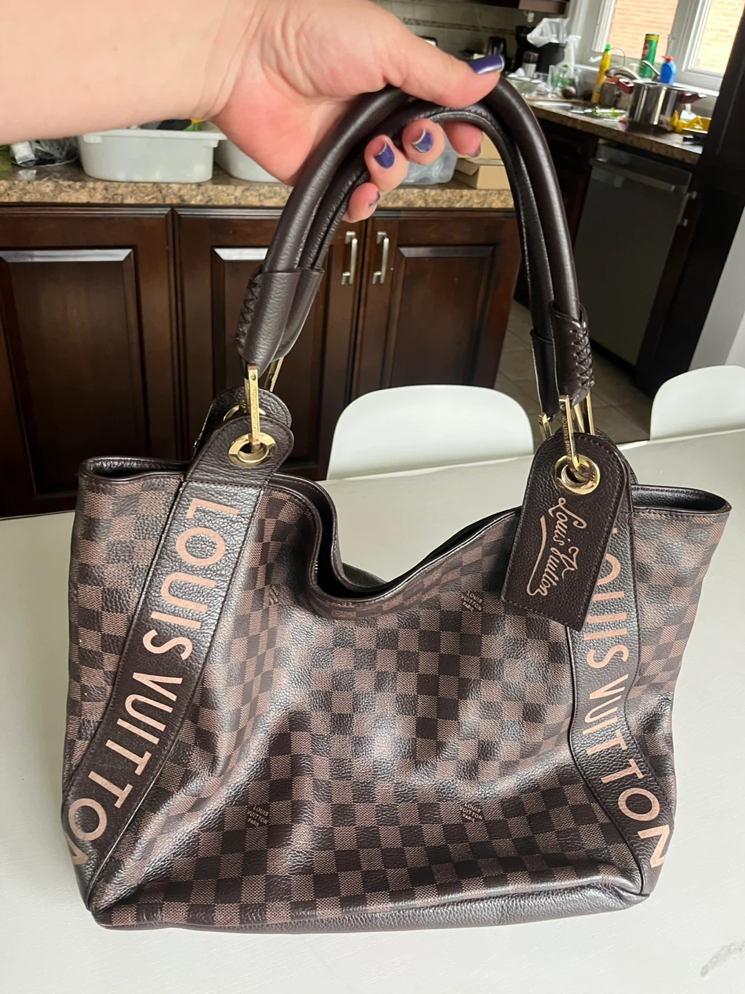 Louis Vuitton Damier Ebene Neverfull GM Tote Bag