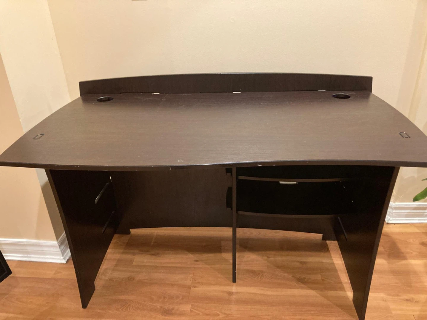 Dark Brown Computer Desk with Cable Management Holes