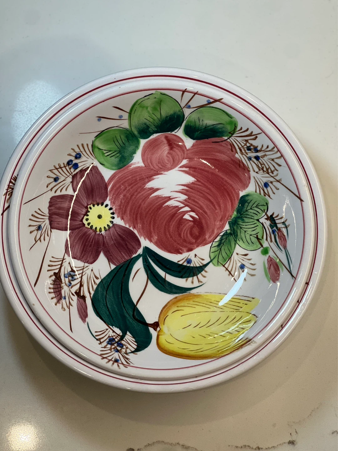 Vtg Hand-Painted Nove Rose Tulip Italian Faience Two Bowls - photo 2