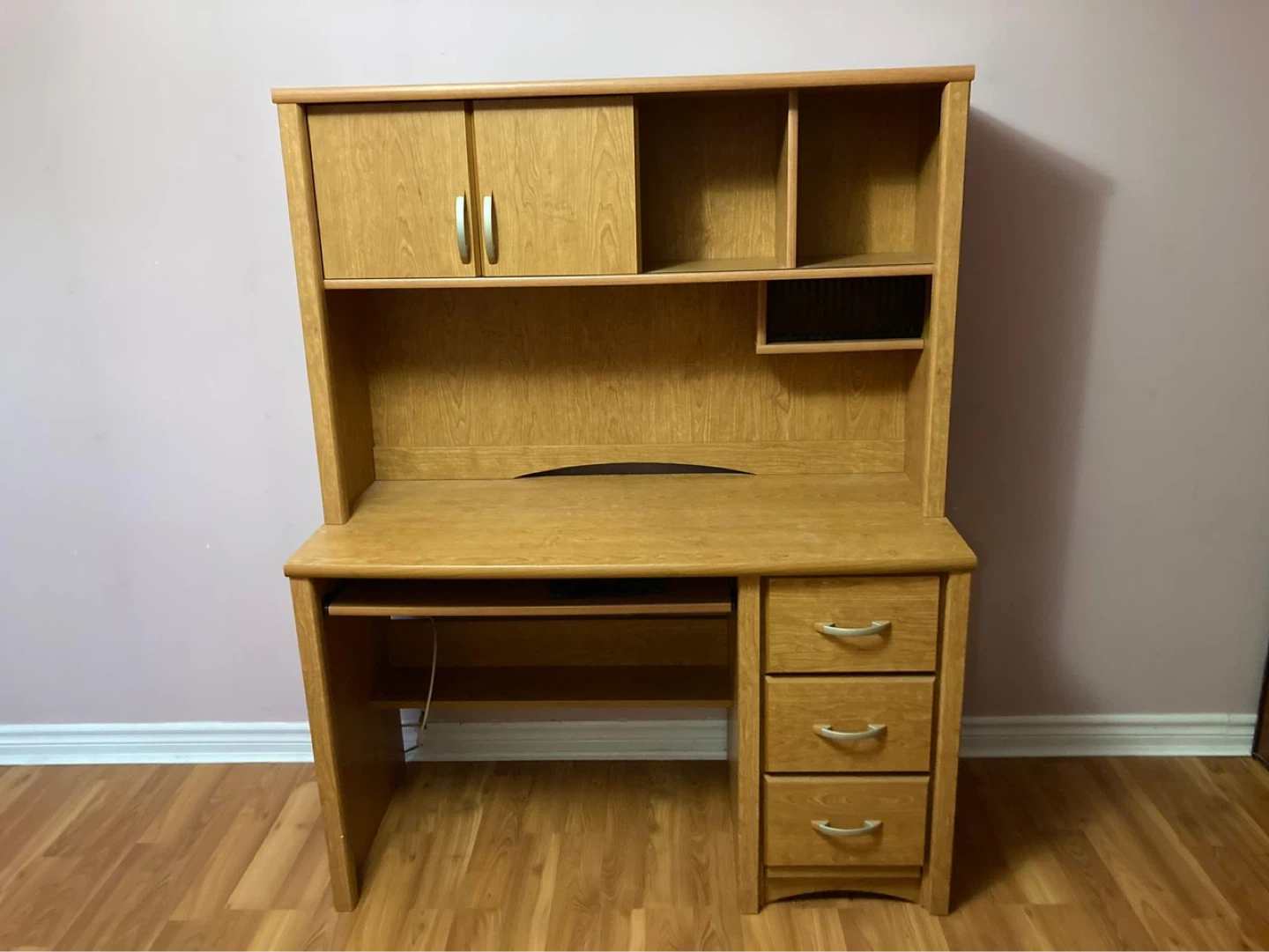 Wooden Desk with Hutch and Drawers