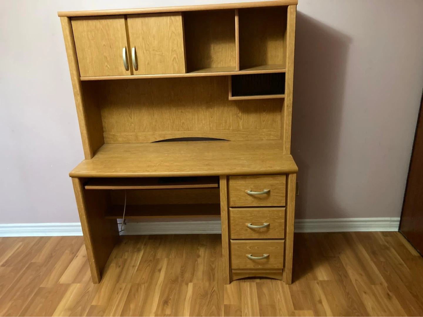 Wooden Desk with Hutch and Drawers - photo 2