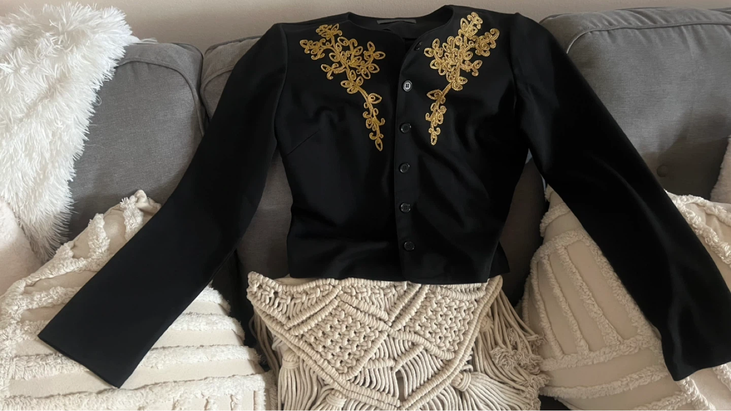 Black jacket with gold embroidery