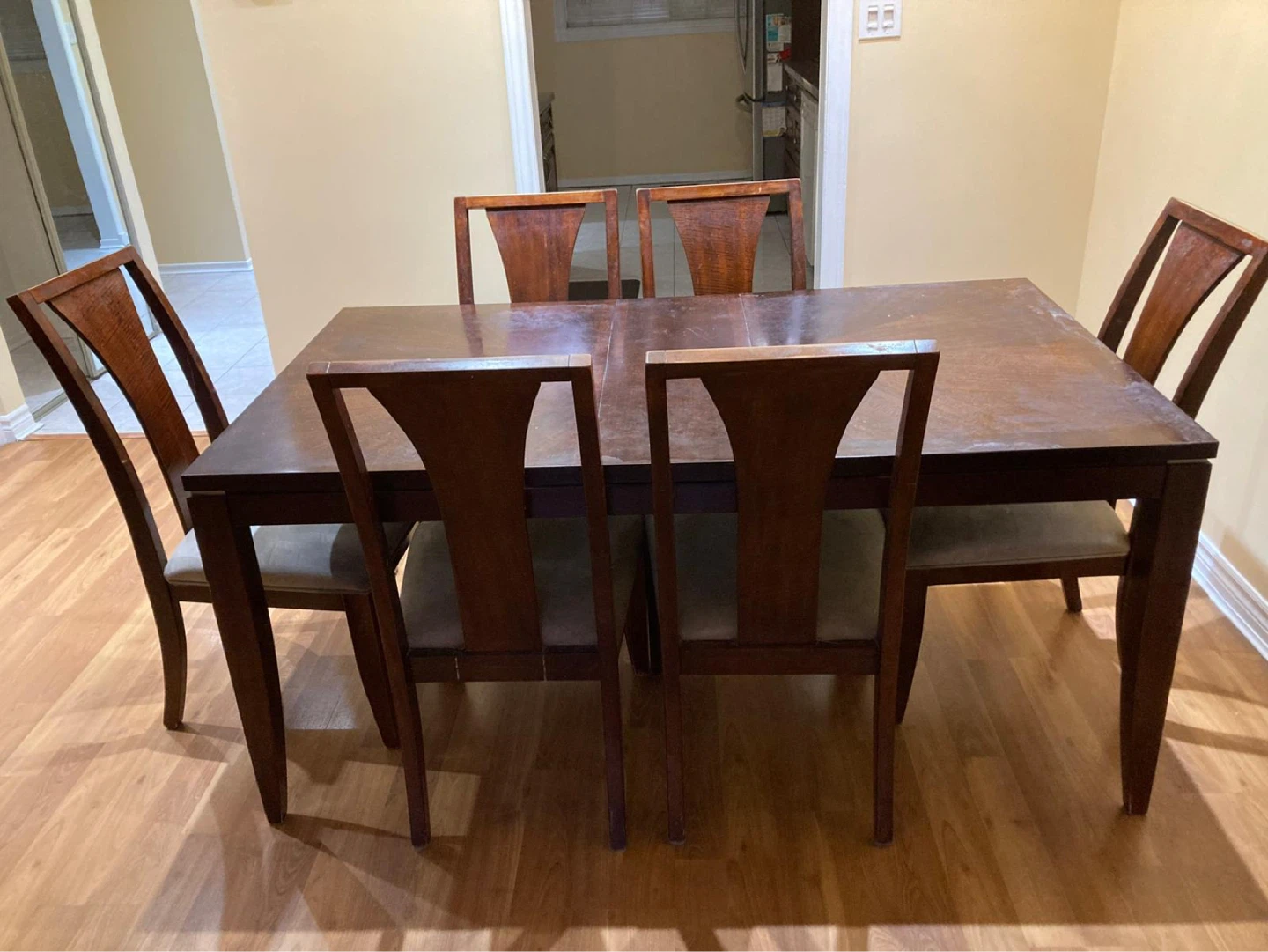 Wooden Dining Table with 6 Chairs