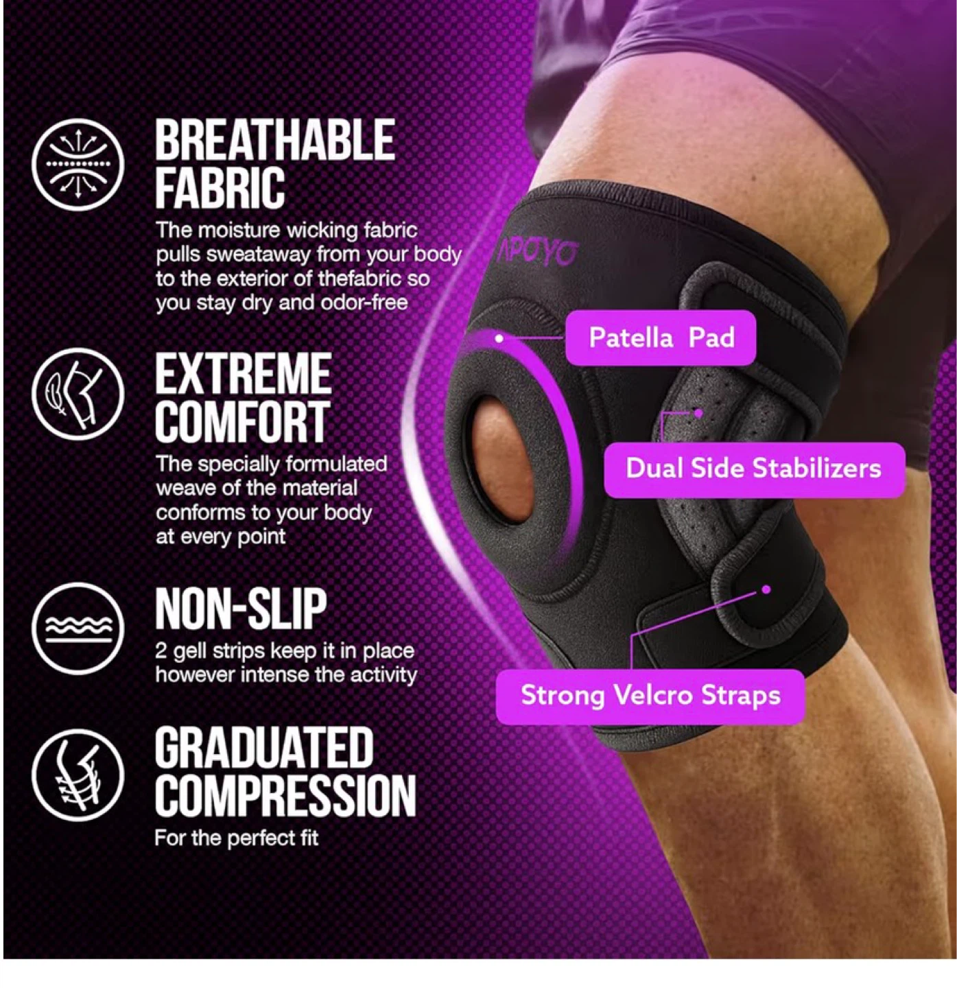 APOYO Knee Brace XX-Large Purple - photo 3
