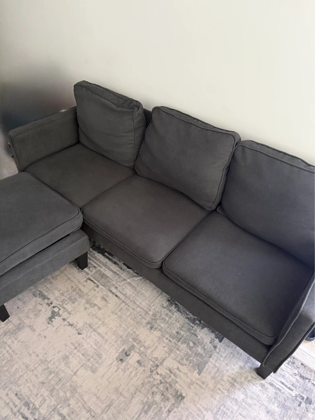 Dark Grey Sectional Sofa with Ottoman - photo 2