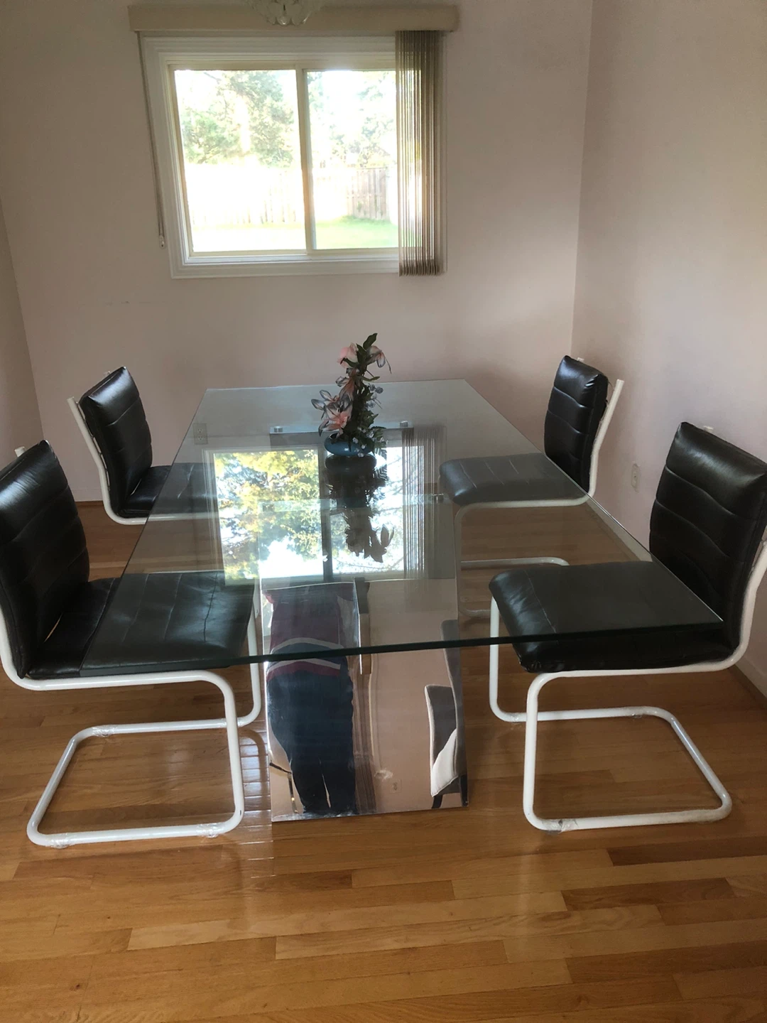 Glass Dining Table with 4 Black Chairs - photo 2