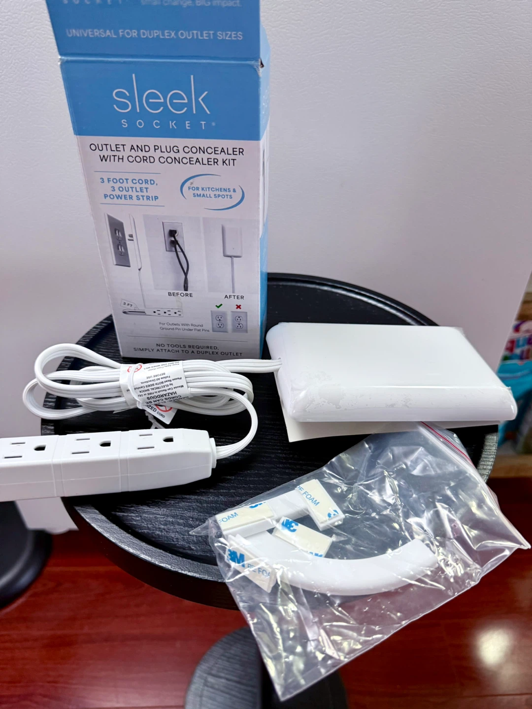 Sleek Socket Outlet and Plug Concealer with Cord Management Kit