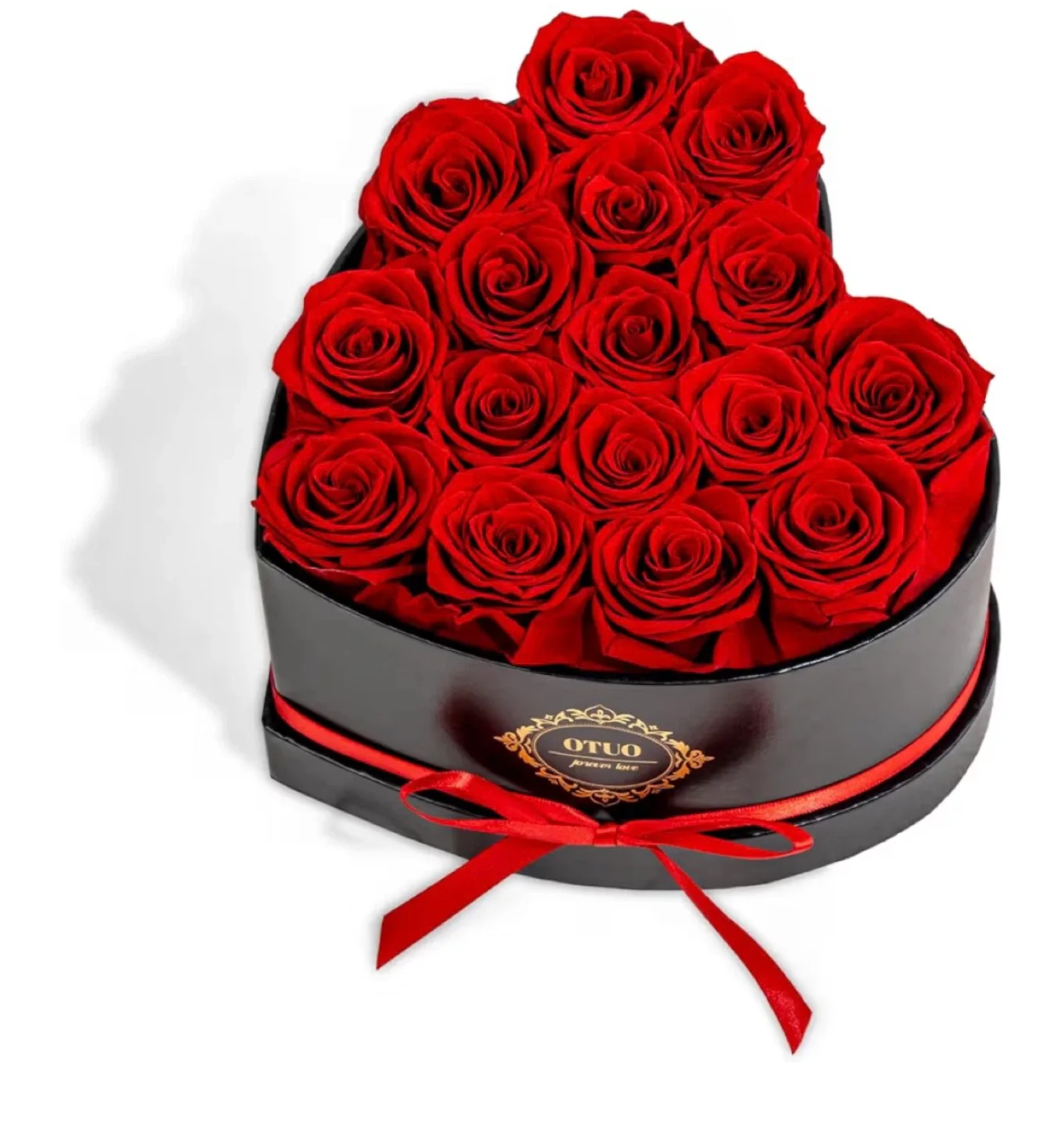 OTUO Eternal Roses Heart Box - 16 Grade A Red Roses