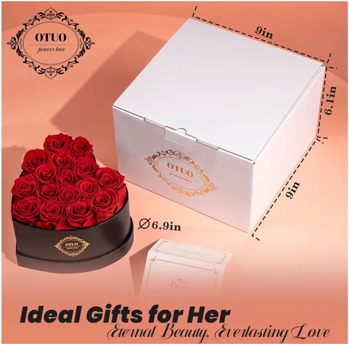OTUO Eternal Roses Heart Box - 16 Grade A Red Roses - photo 2