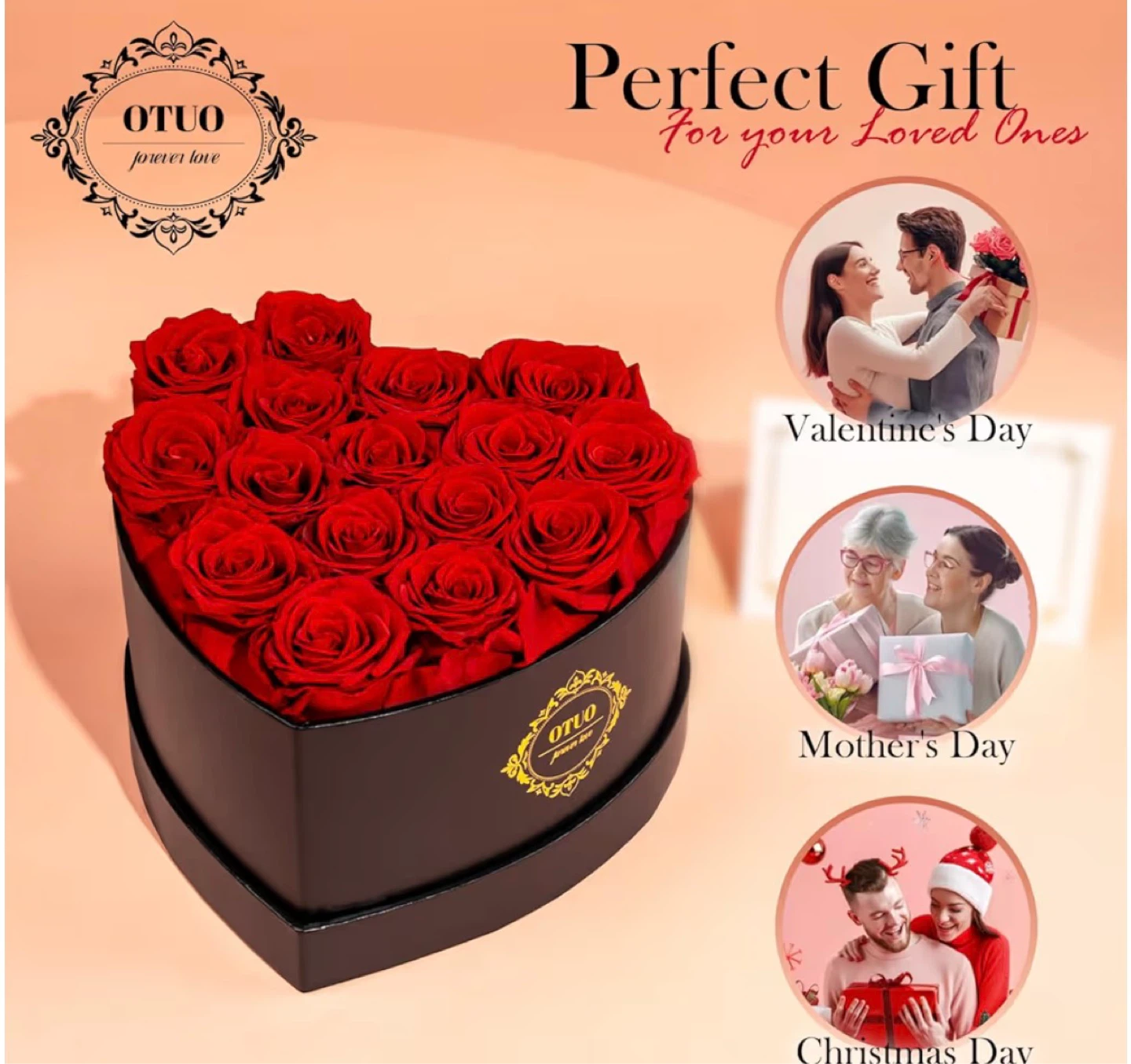 OTUO Eternal Roses Heart Box - 16 Grade A Red Roses - photo 5