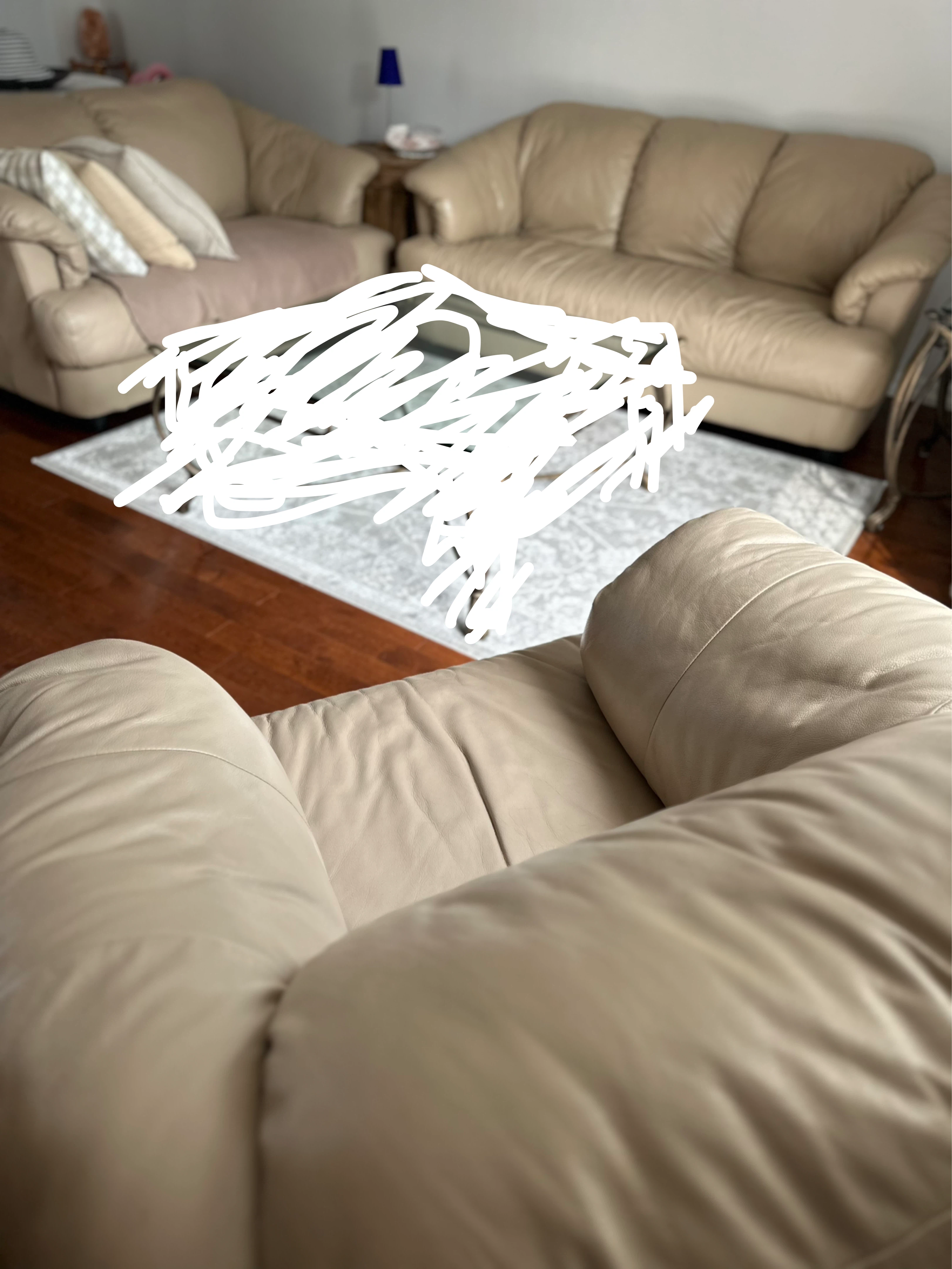 Tan Leather Sofa and Loveseat Set