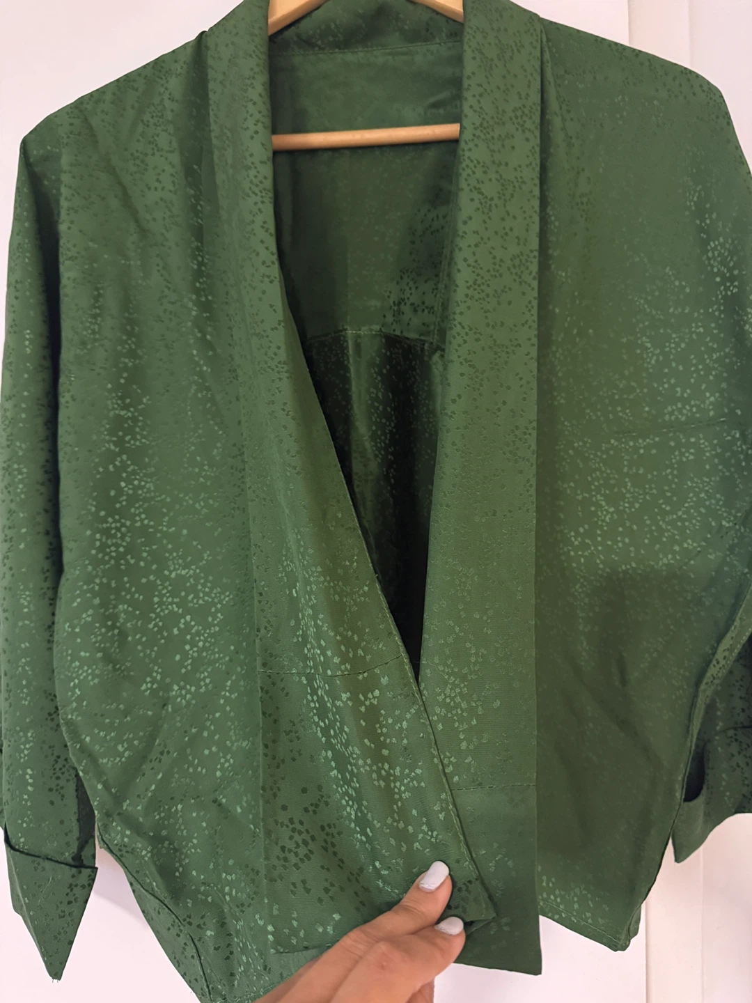 Pure silk green kimono style cardigan( sherpa blouse) - photo 4