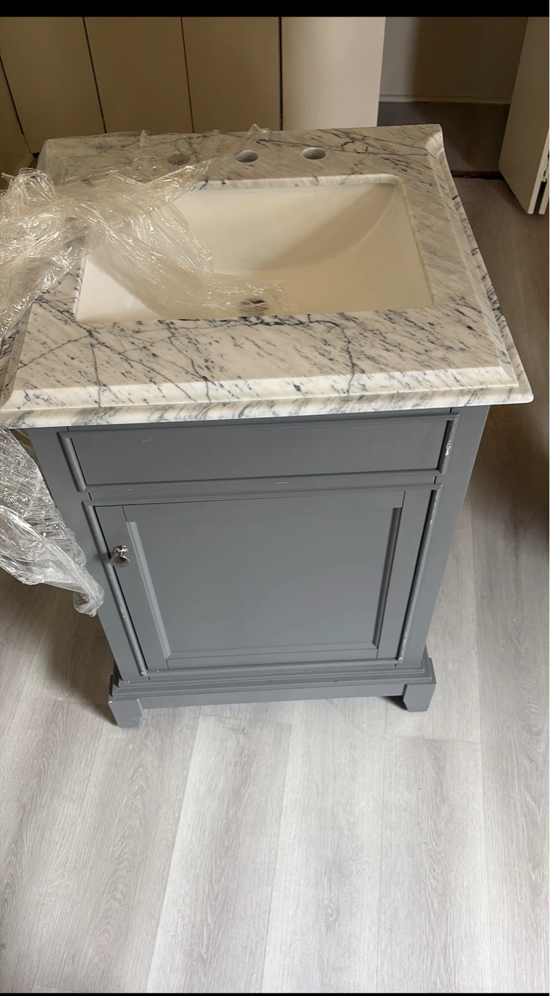Brand new Grey Bathroom Vanity with Marble Top