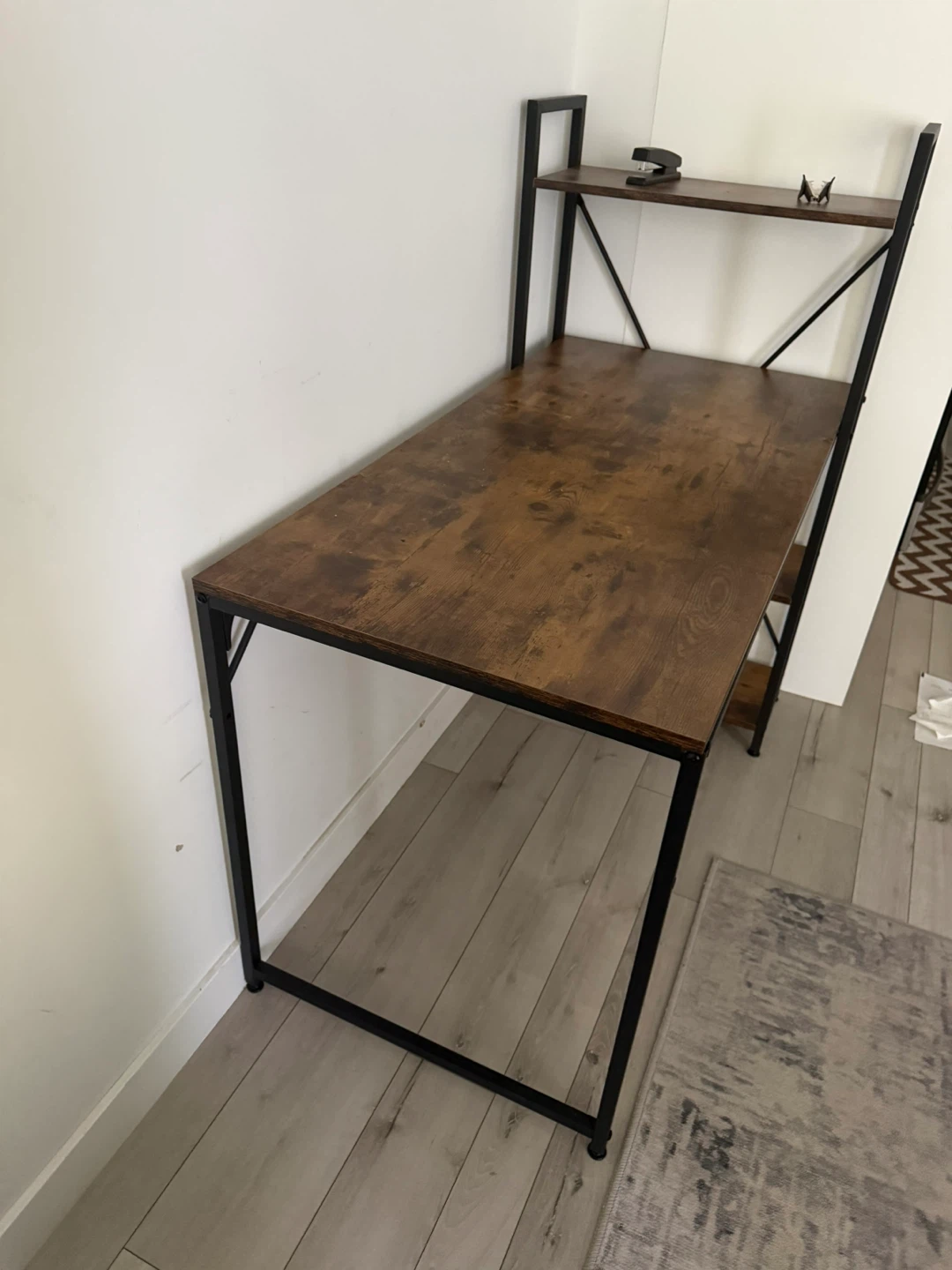 Wood and Metal Desk with Shelving