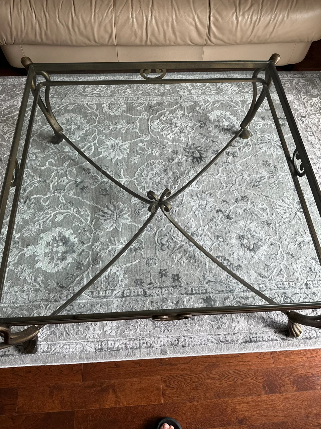 Glass Top Coffee Table with Metal Frame
