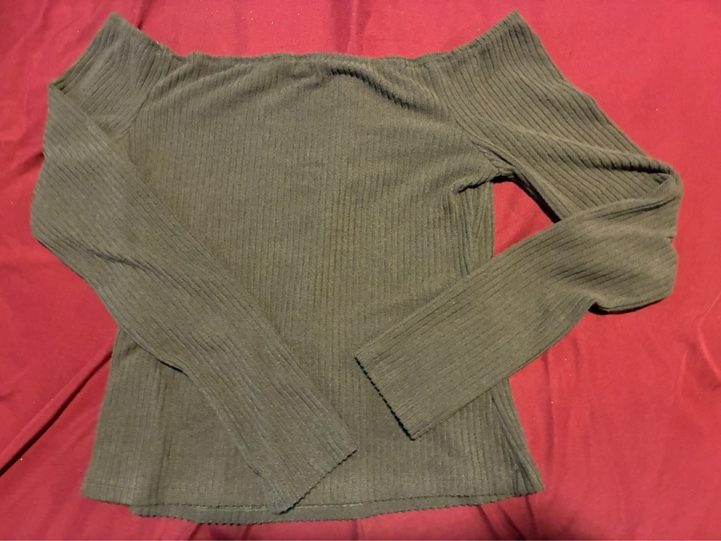 Brown  Off-the-Shoulder Long Sleeve Top - photo 2