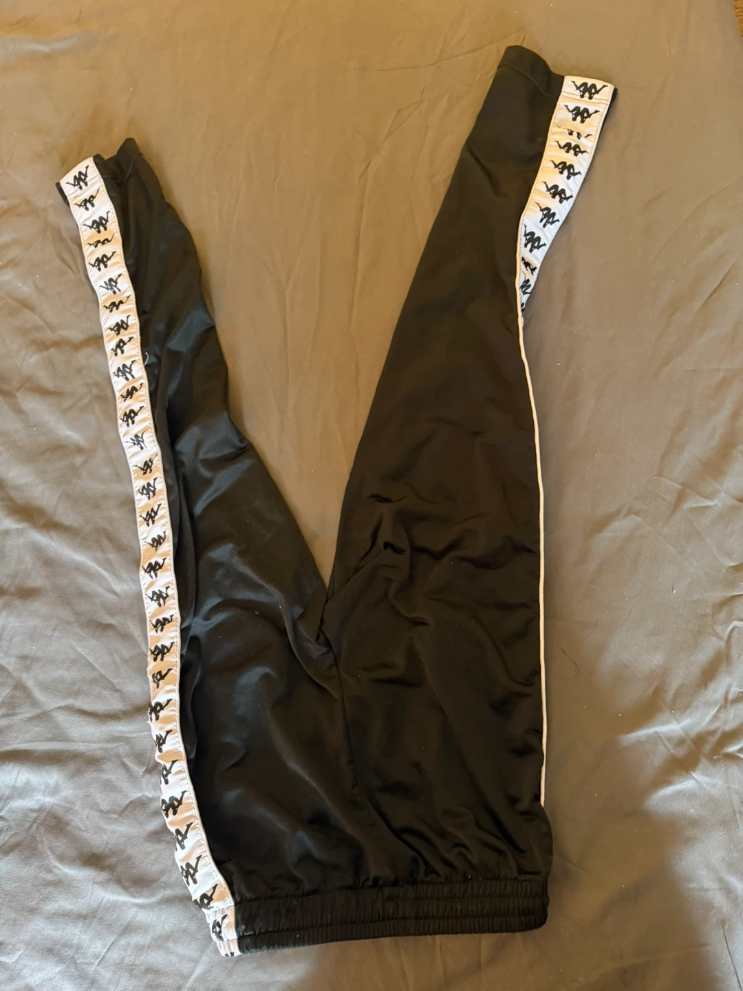 Kappa Black Track Pants with Logo Stripe - photo 2