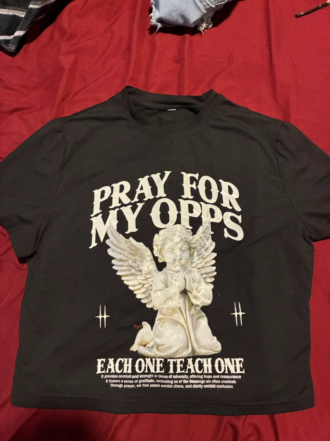 Black Graphic T-Shirt with Angel Design
